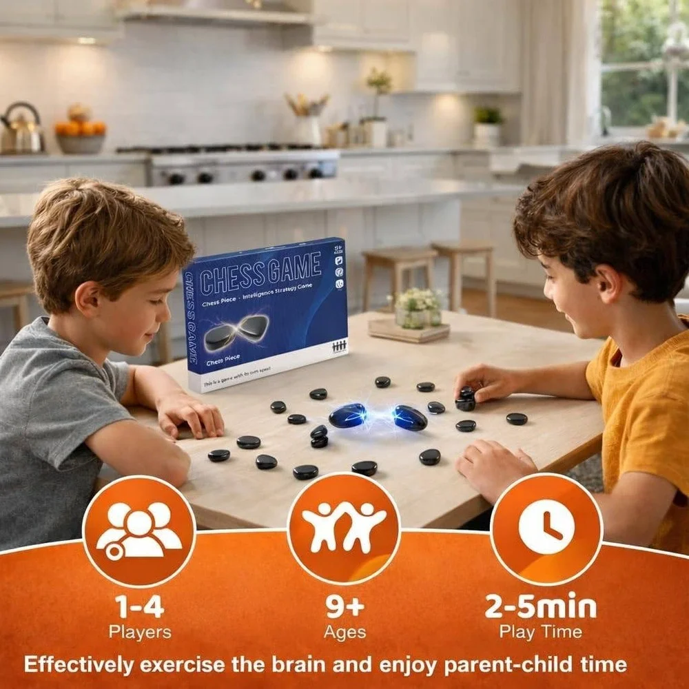 Magnetic Chess Game‎ Intelligence Strategy Set with Magnetic Stones and Bag 9+